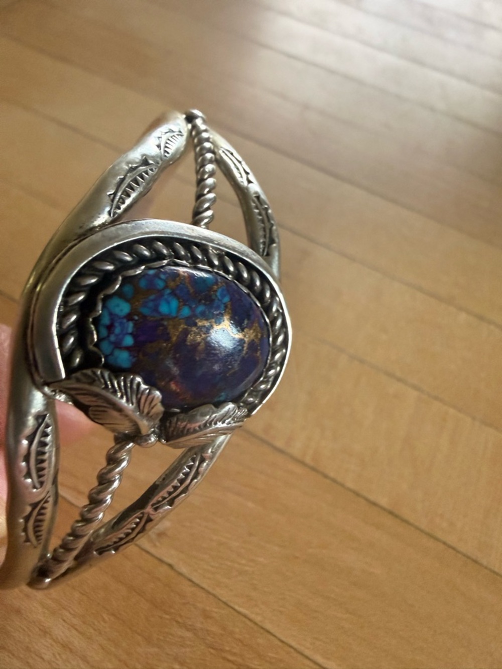Silver Cuff Bracelet with Mojave Turquoise